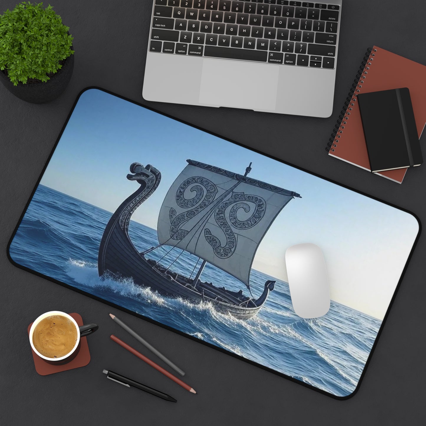 Nautical Viking Ship Desk Mat | Nautical Decor, Home Office Accessories, Gaming Mat, Unique Gifts, Viking Themed Decor