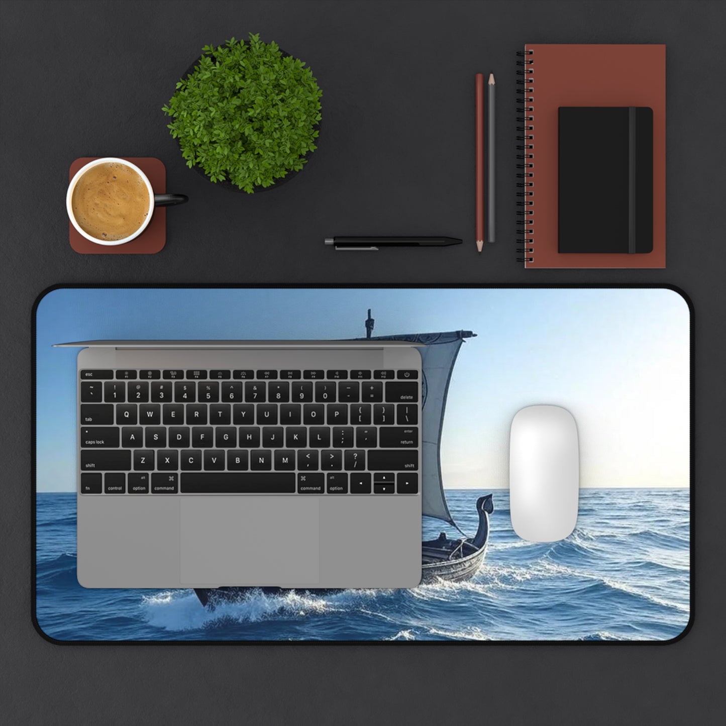 Nautical Viking Ship Desk Mat | Nautical Decor, Home Office Accessories, Gaming Mat, Unique Gifts, Viking Themed Decor