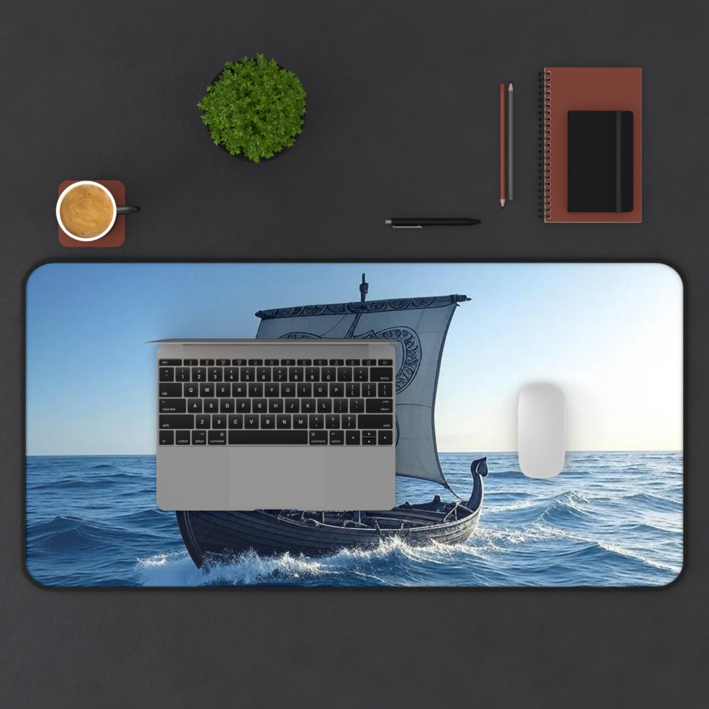 Nautical Viking Ship Desk Mat | Nautical Decor, Home Office Accessories, Gaming Mat, Unique Gifts, Viking Themed Decor