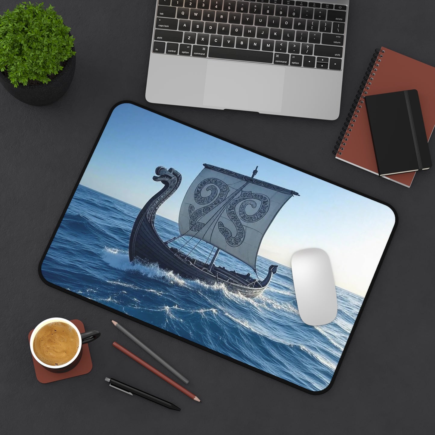 Nautical Viking Ship Desk Mat | Nautical Decor, Home Office Accessories, Gaming Mat, Unique Gifts, Viking Themed Decor