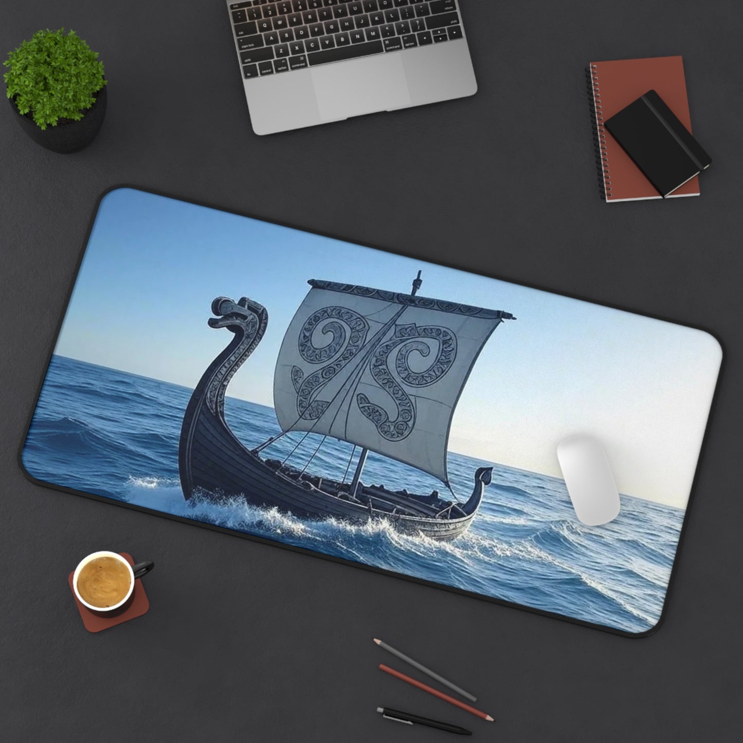 Nautical Viking Ship Desk Mat | Nautical Decor, Home Office Accessories, Gaming Mat, Unique Gifts, Viking Themed Decor