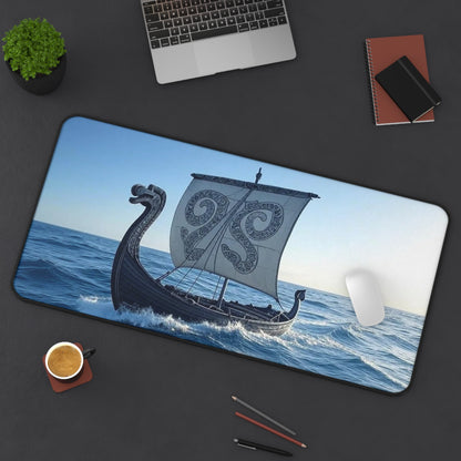 Nautical Viking Ship Desk Mat | Nautical Decor, Home Office Accessories, Gaming Mat, Unique Gifts, Viking Themed Decor